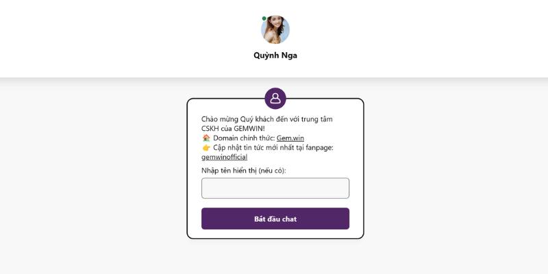 Liên hệ với Gemwin qua hình thức Livechat